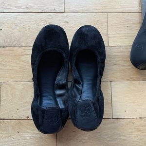 Black Suede Tory Burch Ballet Flat